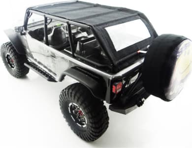 Hot Racing SCX14JST03 - Jeep 4 Dr Soft Top Black Orange Rod