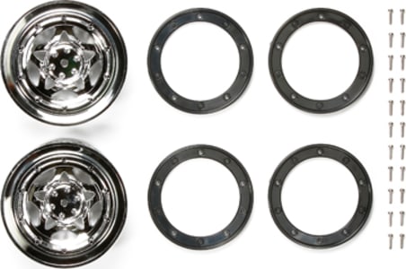 Tamiya TAM54493 - RC CR01 Metal Plated Wheels - Pentagram (Offset +5) 2 pieces