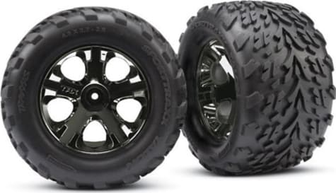 Traxxas TRA3669A - All-Star Black Chrome wheels w/ Talon Tires 2 Front:SVXL