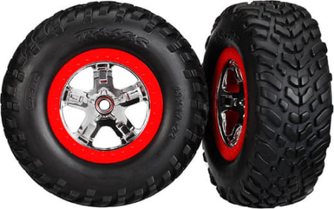 Traxxas TRA5887R - Slash Tires/Wheels Assembled & Glued S1 Compound Sct Chrome