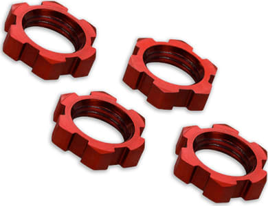 Traxxas TRA7758R - E-Revo 2.0 or X-Maxx Wheel Nuts 17mm Serrated Red-Anodized 4 Xma