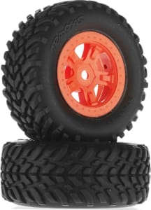 Traxxas TRA7674A - Assembled Glued SCT Orange Tires/Wheels