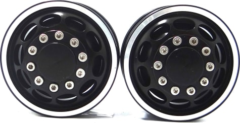2 X Spede TTR113F01 Tamiya 1/14 Tractor Truck Black Aluminum Front Wheels 2 X Spede TTR113F01 Tamiya 1/14 Tractor Truck Black Aluminum Front Wheels
