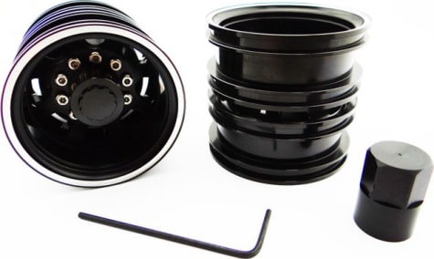 2 X Spede TTR113F01 Tamiya 1/14 Tractor Truck Black Aluminum Front Wheels 2 X Spede TTR113F01 Tamiya 1/14 Tractor Truck Black Aluminum Front Wheels