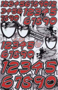 XXX Main XXXN001 - Skull Number Decals Red