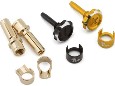 1UP190447 Lockdown Adjustable Bullet Plug Grips W / 4mm Bullets  Gold / Black 