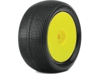 JKO1204DYUSG Lesnar 1 / 8 Truggy Tires  pair  Mounted On Yellow Dish Rims Ultra