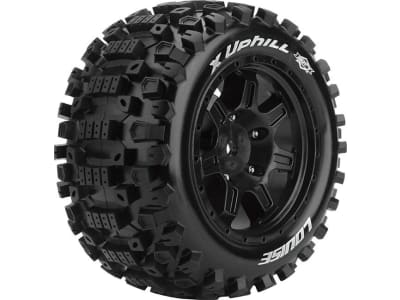 LOULT3297BM Mft X-Uphill Sport Monster Truck Tires 24mm Hex Mounted On Bla
