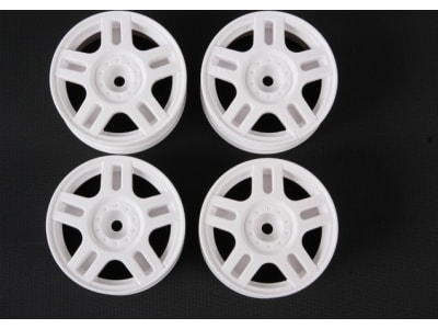 tam54674 RC White Split 5-Spoke Wheels - 26mm Width / +2 Offset  4 Pieces 