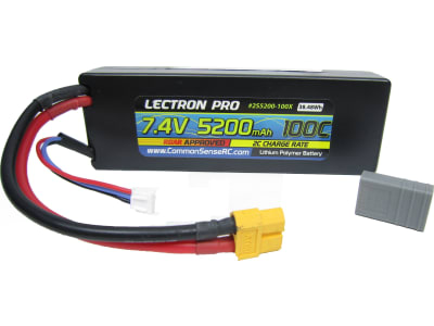 CMS2S5200-100X Lectron Pro 7.4v 5200mah 100c LiPo Battery with Xt60 / Adapter