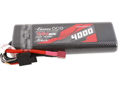GEA402S60DGT G-Tech 4000mah 7.4v 60c 2s1p Hardcase Lipo T-plug style plug