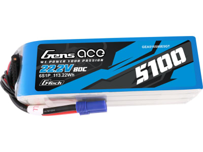 GEA516S80E5GT 22.2V 5100mAh 6S 80C G-Tech Smart LiPo: EC5