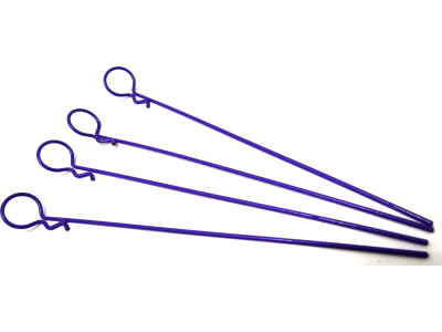 AC02N07 Purple bent Body Clips 122.6mm long 1.3mm wire  4 