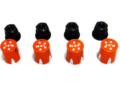 ACC74MB03 Aluminum Wheels Nut Caps and M4 Nuts  Orange  4  - Flat Head