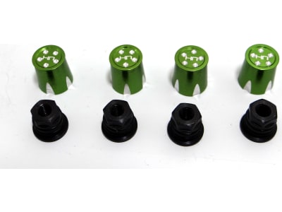 ACC74MB05 Aluminum Wheels Nut Caps and M4 Nuts  Green  4  - Flat Head