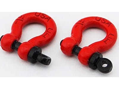 ACC808X02 1:10 Scale Red Tow Shackle D-Rings  2 