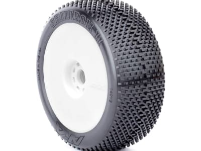 AKA14013WRW 1 / 8 Gridiron II Ultra Soft Pre-Mounted Tires White EVO Wheels  2