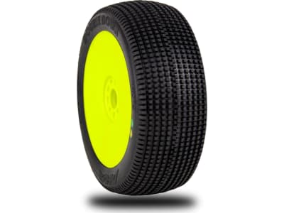 AKA14019QRY 1:8 Buggy Double Down Soft Evo Mounted Yellow wheels and tires