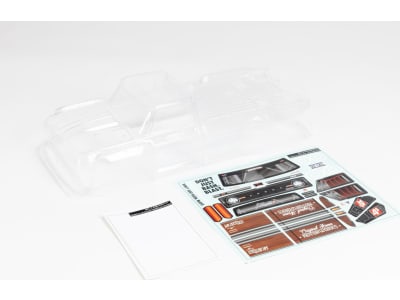 ARA402322 OUTCAST 4X4 4S Clear Body w / Decals and Window Mask