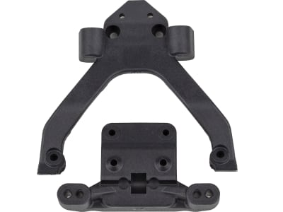 ASC71183 RC10B6.4 FT Front Top Plate and Ballstud Mount angled carbon
