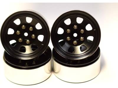 BLW19SS01 Black Steel 1.9 Beadlock 6-Lug Wagon Wheels 12mm Hex  4 