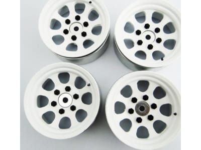 BLW19SS38 White Steel 1.9 Beadlock 6-Lug Wagon Wheels 12mm Hex  4 