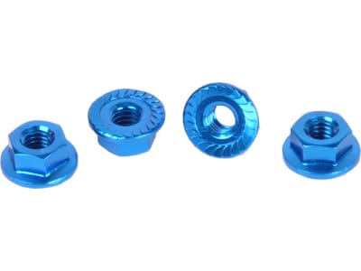 CR035 - Serrated alum M4 Nuts; Blue pk 4