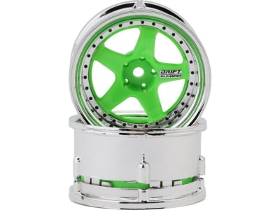 DSC-DE-028 Drift Element 5 Spokes Drift Wheel Flu Green / Chrome Lip / Blk rivt