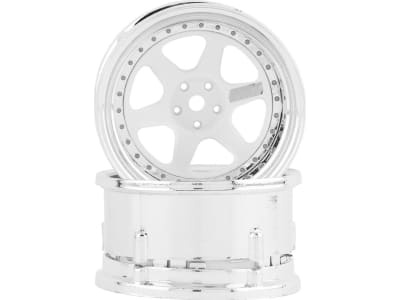 DSC-DE-210 Drift Element 6 Spoke Drift Wheels  White and Chrome   2 