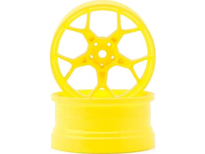 DSCDF5Y28FYHG Feathery Split Spoke Drift Wheels  Flu Yellow   2   8mm Offset 