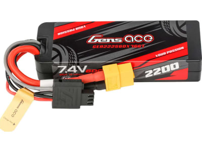 GEA222S60X76GT Gens ace 2200mAh 2S 60C 7.4V HardCase G-tech Lipo Battery Pack w