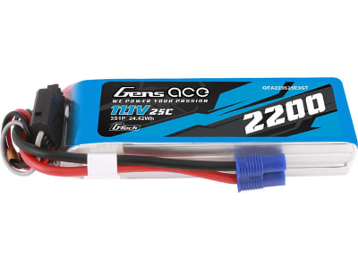 GEA223S25E3GT 11.1V 1300mAh 3S 25C G-Tech Smart LiPo: EC3