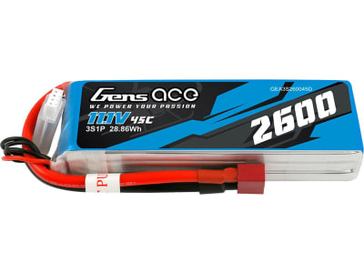 GEA3S260045D 11.1v 2600mah 3s 45c Lipo: T-Plug Style Connector
