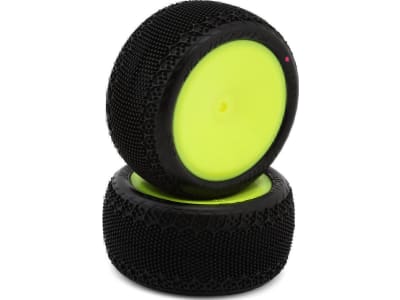 JCO4169-201021 3dp 2.2 Pre-Mounted Rear Buggy Carpet Tires  Yellow   2   Pink 