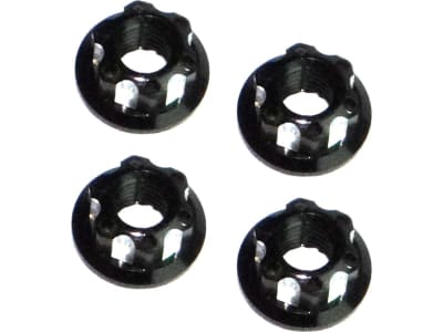 LN5X01 Black Aluminum M5 Serrated Flange Wheels Nuts  4 