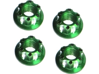 LN5X05 Green Aluminum M5 Serrated Flange Wheel Nuts