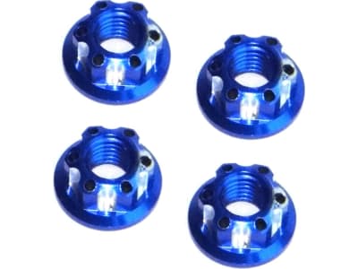 LN5X06 Blue Aluminum M5 Serrated Flange Wheel Nuts