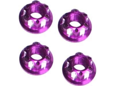 LN5X07 Purple Aluminum M5 Serrated Flange Wheels Nuts
