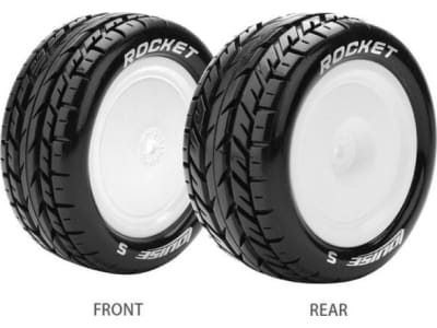 LOULT3188SWKR E-Rocket 1 / 10 4WD Rear Buggy Tire Soft Mounted On White Rim f