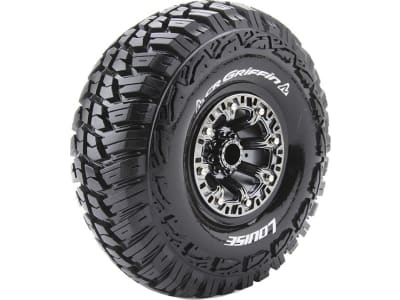 LOULT3235VBC Cr-Griffin 1:10 2.2 Crawler Tires 12mm Hex On Black Chrome Rim 
