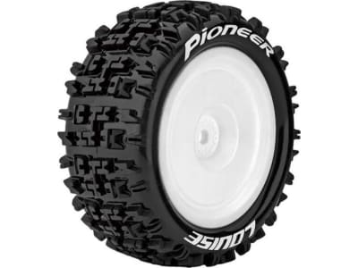 LOULT3278SWKR E-Pioneer 1 / 10 4WD Rear Buggy Tire Soft Mounted On White Rim 