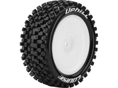LOULT3279SWKR E-Uphill 1 / 10 4WD Rear Buggy Tire Soft Mounted On White Rim f