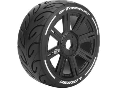 LOULT3285SB Mft Gt-Tarmac 1 / 8 Gt Tires 17mm Hex Soft Mounted On Black Spo