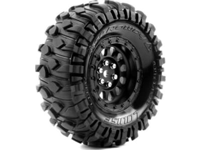 LOULT3347VB Cr-Rowdy 1:10 1.9 Crawler Class 1 Tires 12mm Hex On Black Rim