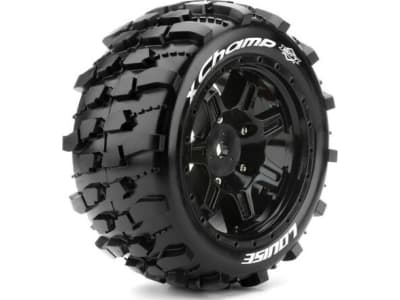 LOULT3349B Mft X-Champ Sport Monster Truck Tires 24mm Hex Mounted On Blac