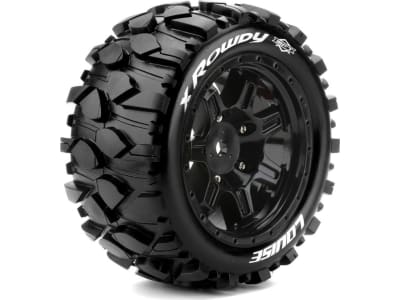 LOULT3351BM Mft X-Rowdy Sport Monster Truck Tires 24mm Hex Mounted On Blac