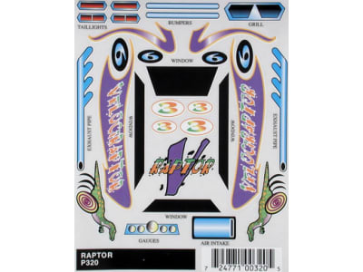 PIN320 Stick-On Decals Raptor