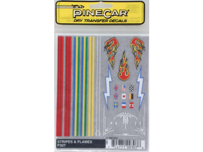 PIN307 Dry Transfer Decals Stripes and Flames