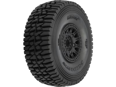 PRO1022410 1 / 7 Mirage TT Front / Rr MT Tires Mounted 17mm Black Raid 2