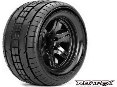ROPR3001-B0 Trigger 1:10 Monster Truck Tire Black Wheel with 0 Offest 12mm H